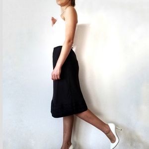 Vintage black slip midi skirt undergarment pull on